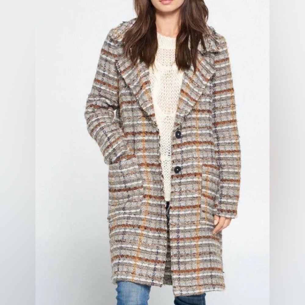 Thick Plaid Longline Jacket Coat